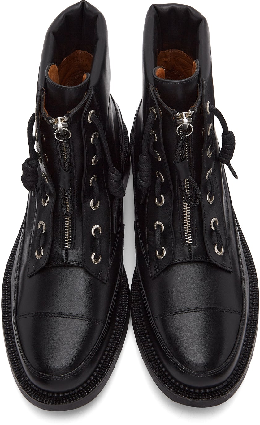 Toga Virilis Black Leather Lace-Up Boots – BlackSkinny