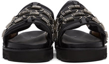 Toga Virilis Black Leather Slip-On Sandals