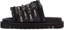 Toga Virilis Black Leather Slip-On Sandals