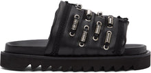 Toga Virilis Black Leather Slip-On Sandals - Sandales en cuir noir Virilis Toga Virilis - Toga Virilis 블랙 가죽 샌들 슬립 온 샌들
