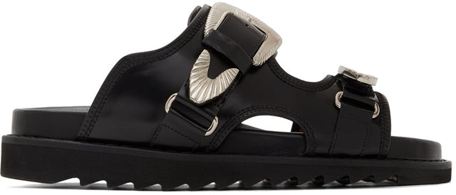 Toga Virilis Black Polido Sandals - Sandales de polido noir Virilis Toga - Toga Virilis Black Polido Sandals.