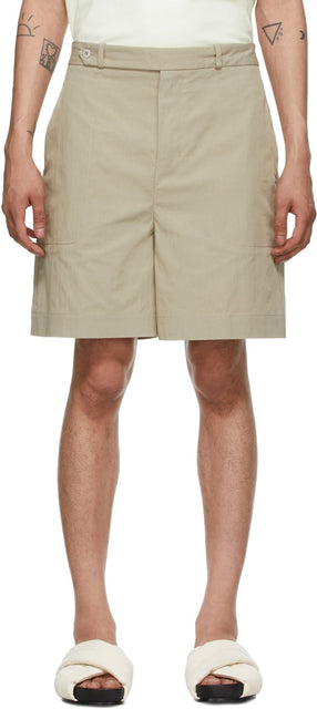 Tom Wood Khaki Gabardine Capital Shorts - Tom Wood Kaki Gabardine Capital Short - Tom Wood Khaki Gabardine 자본 반바지