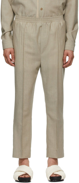 Tom Wood SSENSE Exclusive Beige Wool Elastic Trousers - Pantalon élastique exclusif exclusif exclusif de laine beige Ssense Tom Wood Ssense - Tom Wood Ssense 독점적 인 베이지 양모 탄성 바지