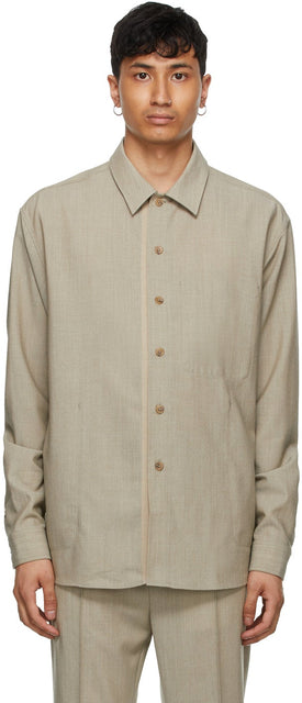 Tom Wood SSENSE Exclusive Beige Wool Overshirt - Tom Wood Ssense Overhirt de laine beige exclusive - Tom Wood Ssense 독점적 인 베이지 색 양모 오버 셔츠