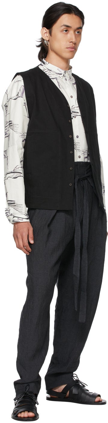 Toogood Black Linen Stonemason Trousers