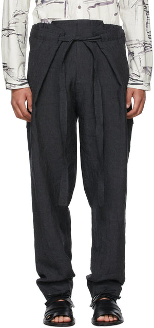 Toogood Black Linen Stonemason Trousers - Pantalon de stonemason de lin noir Toogood - Toogood Black Linen Stonemason 바지