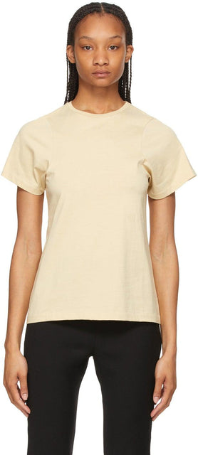 TotÃªme Beige Curved Seam T-Shirt - T-shirt de couture courbe beige Totãªme - TotÃ¡me 베이지 곡선 씨앗 티셔츠