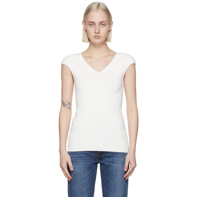 TotÃªme White Cap Sleeve T-Shirt - T-shirt T-shirt à manches blanches - totÃ¡me 흰색 모자 슬리브 티셔츠