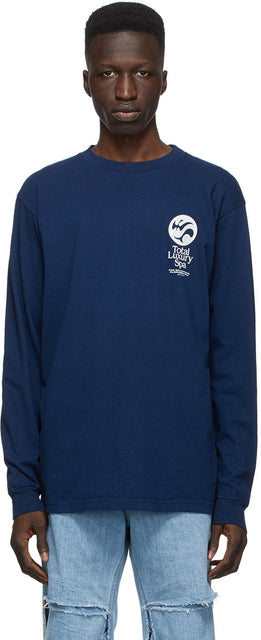 Total Luxury Spa Navy 'An Act Of Balance' Long Sleeve T-Shirt - T-shirt T-shirt à manches longues de luxe total de luxe - 총 럭셔리 스파 네이비 '밸런스의 행위'긴 소매 티셔츠