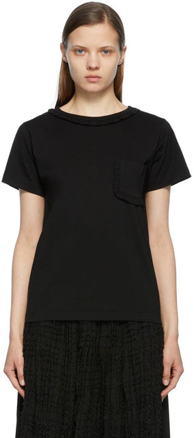 Tricot Comme des GarÃ§ons Black Ruffled Pocket T-Shirt - T-shirt de poche à volants noire TRICOT - Tricot comme des garÃ§ons 검은 ruffled 포켓 티셔츠