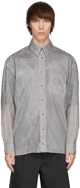 UNIFORME Grey Oversized ECONYLÂ® Shirt - Chemise Econyl® surdimensionnée gris uniforme - 균일 한 회색 특대 econyl ® 셔츠