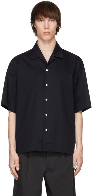 UNIFORME Navy Boxy Bowling Shirt - Chemise de bowling boxy de la marine uniforme - 유니폼 해군 박스 볼링 셔츠