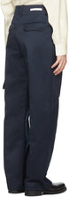 UNIFORME Navy Wide Leg Pleated Cargo Pants
