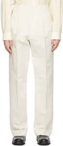 UNIFORME Off-White Wide Leg Pleated Trousers - Uniformes pantalons plissés à jambe large blanc blanc - 균일 한 화이트 넓은 다리 주름진 바지