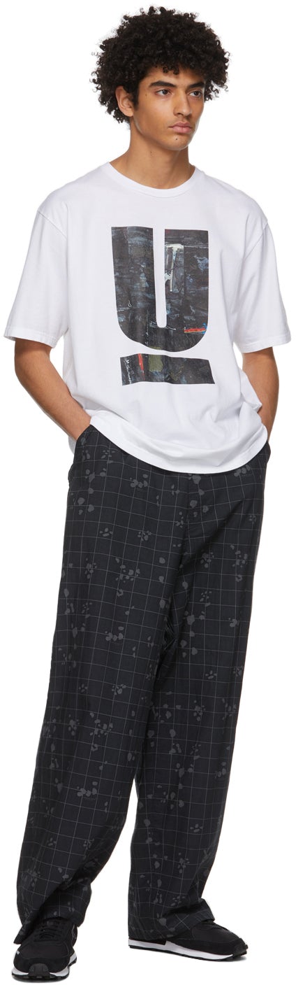 Undercover Black Cotton Check Trousers