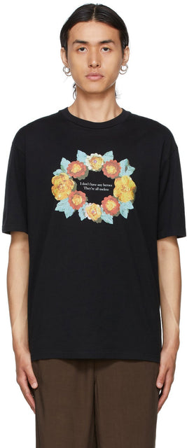 Undercover Black Floral Ring T-Shirt - T-shirt à anneau floral noir sous couverture - undercover 검은 꽃 반지 티셔츠