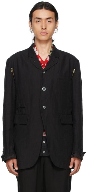 Undercover Black Linen Pin Blazer - Blazer en lin noir sous couverture - undercover 블랙 리넨 핀 블레이저