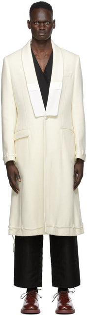 Undercover Off-White Wool Coat - Manteau de laine cassé sous couverture - 화이트 오프 화이트 양모 코트