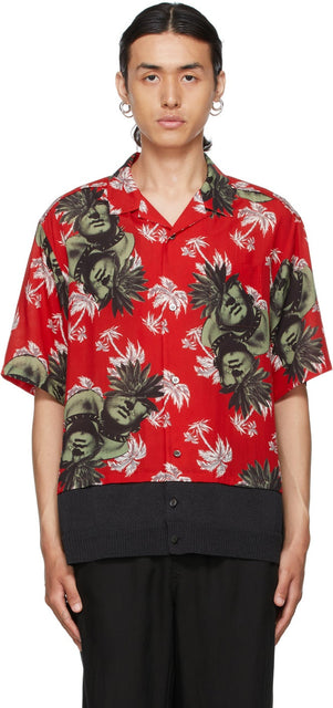 Undercover Red Floral Short Sleeve Shirt - Chemise à manches courtes florales rouges sous couverture - 붉은 꽃 짧은 소매 셔츠를 undercover.