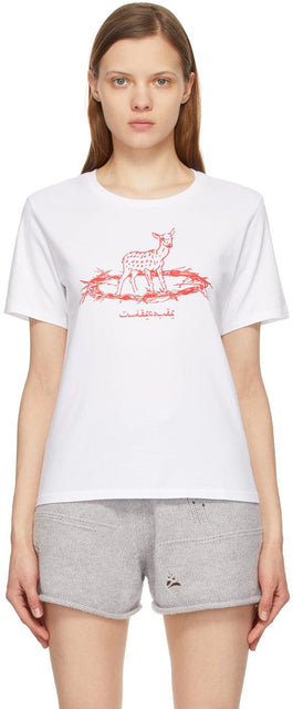 Undercover White Deer T-Shirt - T-shirt de cerf blanc sous couverture - undercover 흰색 사슴 티셔츠
