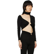 Unravel Black Knit Triangle Long Sleeve T-Shirt