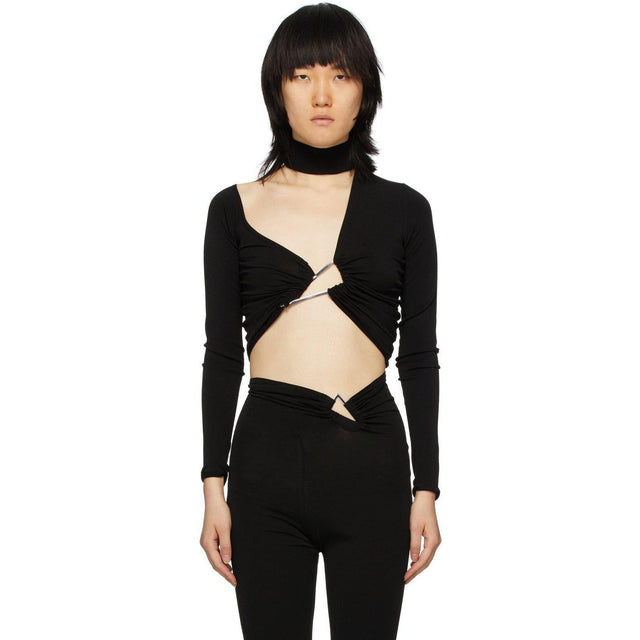 Unravel Black Knit Triangle Long Sleeve T-Shirt