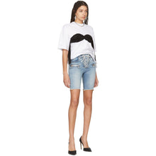 Unravel Blue Denim Lace-Up Cyclist Shorts - Short cycliste Denim Denim Denim - 파란색 데님 레이스 업 사이클리스트 반바지를 삭제합니다