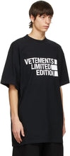 VETEMENTS Black Big Logo 'Limited Edition' T-Shirt