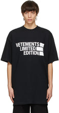 VETEMENTS Black Big Logo 'Limited Edition' T-Shirt - T-shirt T-shirt Bigo 'Limited Edition' Black Big Logo - vetements 검은 색 큰 로고 '한정판'티셔츠