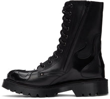 VETEMENTS Black Flame Lace-Up Military Boots