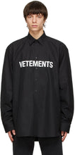 VETEMENTS Black Front Logo Shirt - Chemise de logo avant noir - vetements 검은 앞로 셔츠