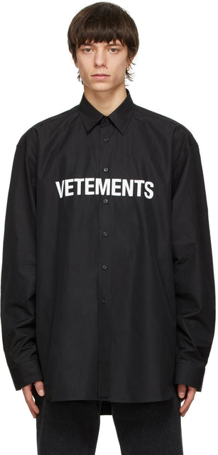 VETEMENTS Black Front Logo Shirt - Chemise de logo avant noir - vetements 검은 앞로 셔츠