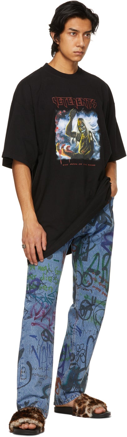 VETEMENTS Black Heavy Metal Electric Logo T-Shirt