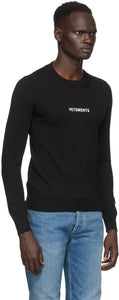 VETEMENTS Black Merino Logo Crewneck Sweater