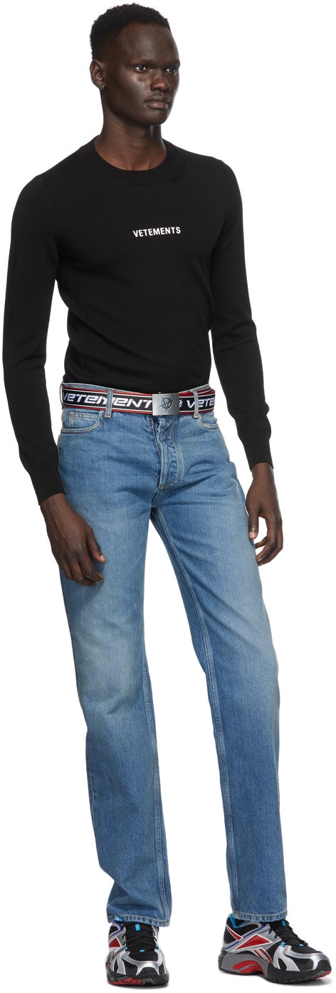 VETEMENTS Black Merino Logo Crewneck Sweater