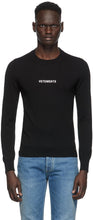 VETEMENTS Black Merino Logo Crewneck Sweater - Vitements Black Merino Logo Crewneck Pull - vetements 블랙 메리노 로고 Crewneck 스웨터