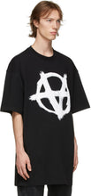 VETEMENTS Black Oversized Anarchy Gothic Logo T-Shirt
