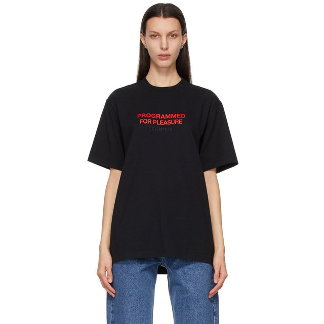 VETEMENTS Black 'Programmed For Pleasure' T-Shirt - T-shirt T-shirt 