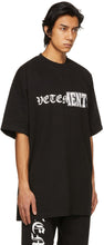 VETEMENTS Black Vertical Cut-Up Logo T-Shirt