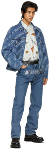 VETEMENTS Blue Denim Allover Logo Jacket