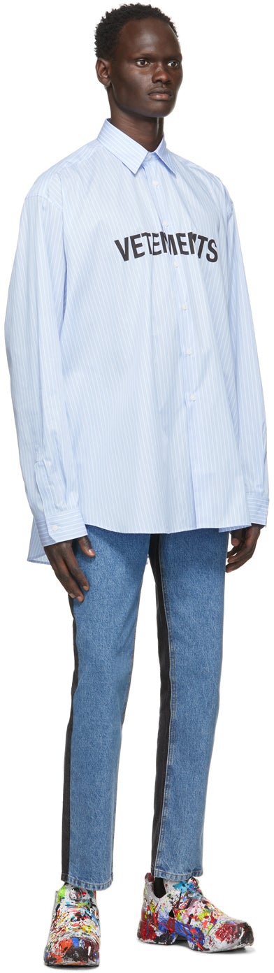 VETEMENTS Blue Front Logo Shirt