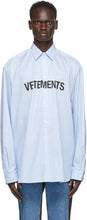 VETEMENTS Blue Front Logo Shirt - Chemise de logo avant bleu vetements - vetements 블루 프론트 로고 셔츠