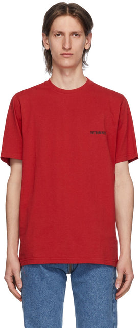 VETEMENTS Red Logo Front Back T-Shirt - T-shirt DROP DOS DROIT DE VÉTÉS DU LOGO ROUGE - vetements 빨간 로고 앞면 티셔츠