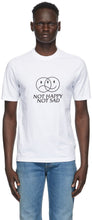 VETEMENTS White 'Not Happy Not Sad' T-Shirt - T-shirt blanc 'non heureux pas triste' T-shirt - Vetements 화이트 '행복하지 않아 슬픈'티셔츠