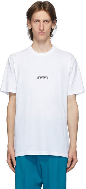 VETEMENTS White Written Logo T-Shirt - T-shirt logo écrit blanc blanc - Vetements 흰색 서면 로고 티셔츠