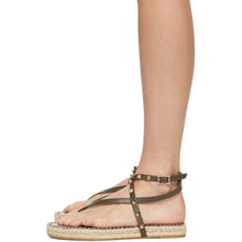 Valentino Beige Valentino Garavani Raffia Rockstud Sandals