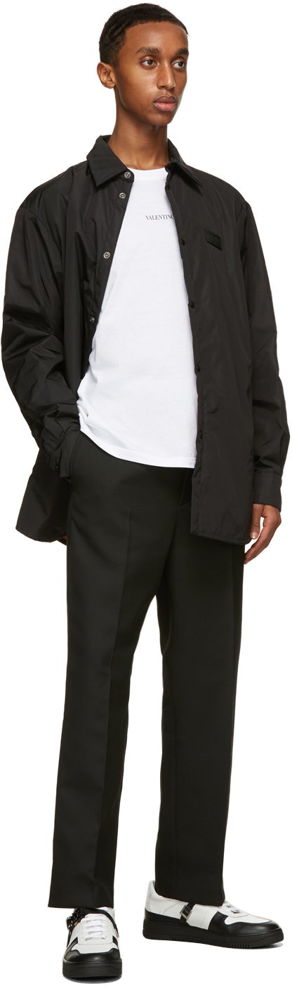 Valentino Black Embroidered Logo Trousers