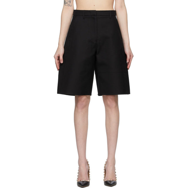 Valentino Black Gabardine Bermuda Shorts - Short de Bermudes Gabardine Noir Valentino - Valentino Black Gabardine Bermuda 반바지