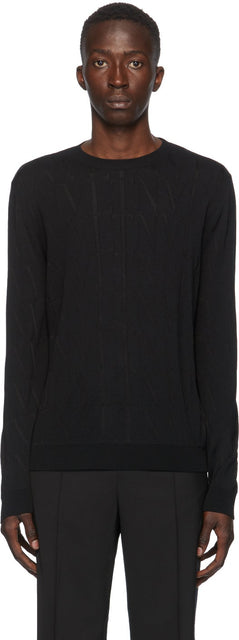 Valentino Black Wool 'VLTN' Sweater - Pull de laine noire de Valentino 'VLTN' - Valentino Black Wool 'VLTN'스웨터