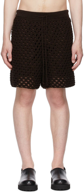 Valentino Brown Crochet Shorts - Short au crochet de Valentino Brown - 발렌티노 브라운 크로 셰 뜨개질 반바지